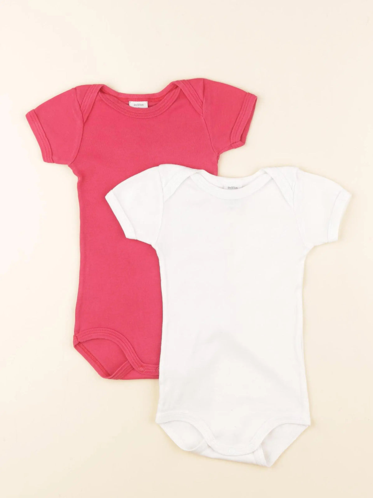 Petit Bateau - lot de 2 bodies en coton blanc, rose - 6 mois