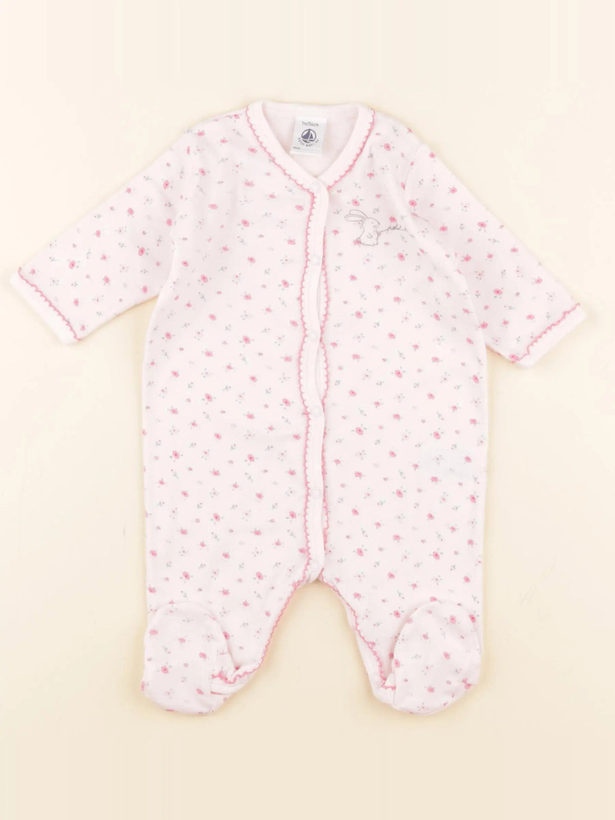 Petit Bateau - pyjama coton rose - 1 mois