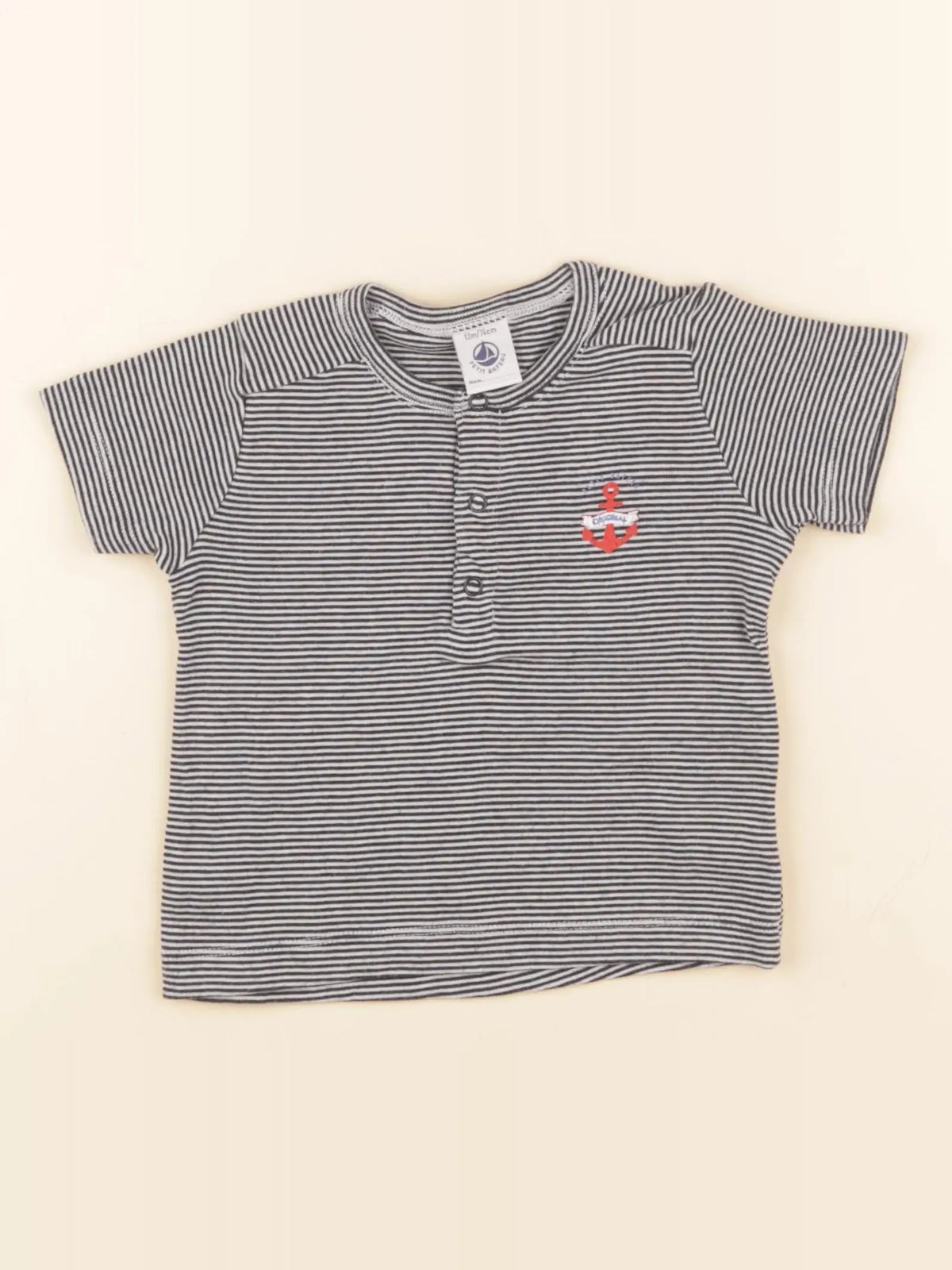 Petit Bateau - tee-shirt bleu - 12 mois