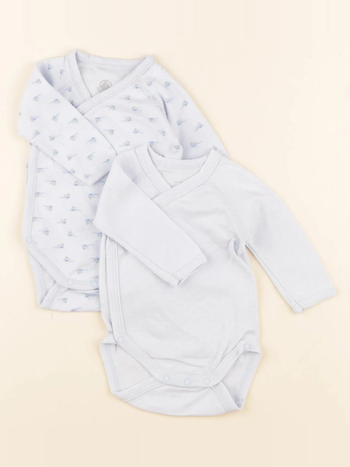 Petit Bateau - lot de 2 bodies en coton bleu - 1 mois