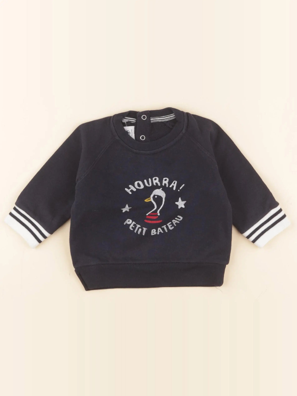 Petit Bateau - sweat bleu - 6 mois