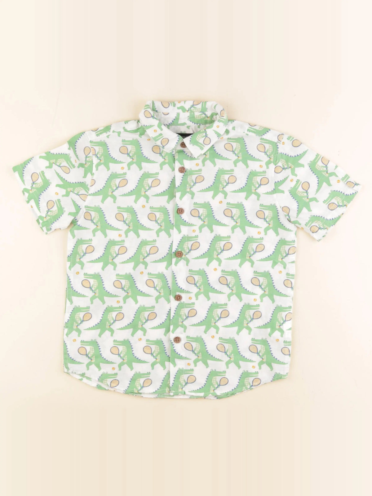 Monoprix - chemise beige, vert - 8 ans