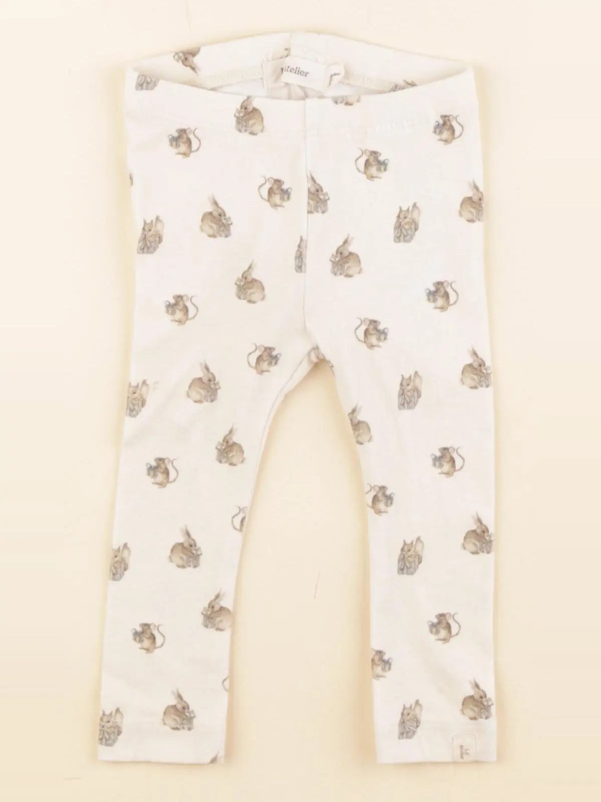 Lil'Atelier - legging blanc, marron - 4/6 mois