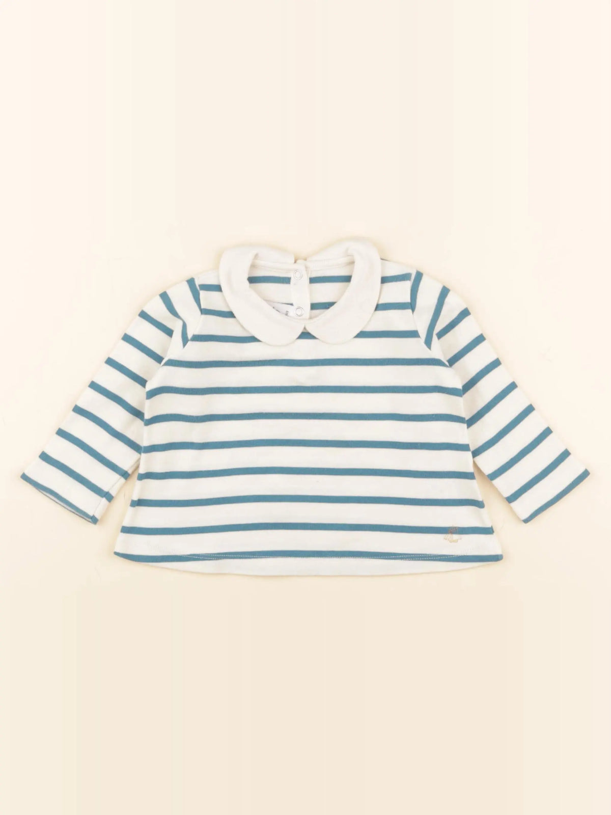 Petit Bateau - tee-shirt blanc, bleu - 6 mois