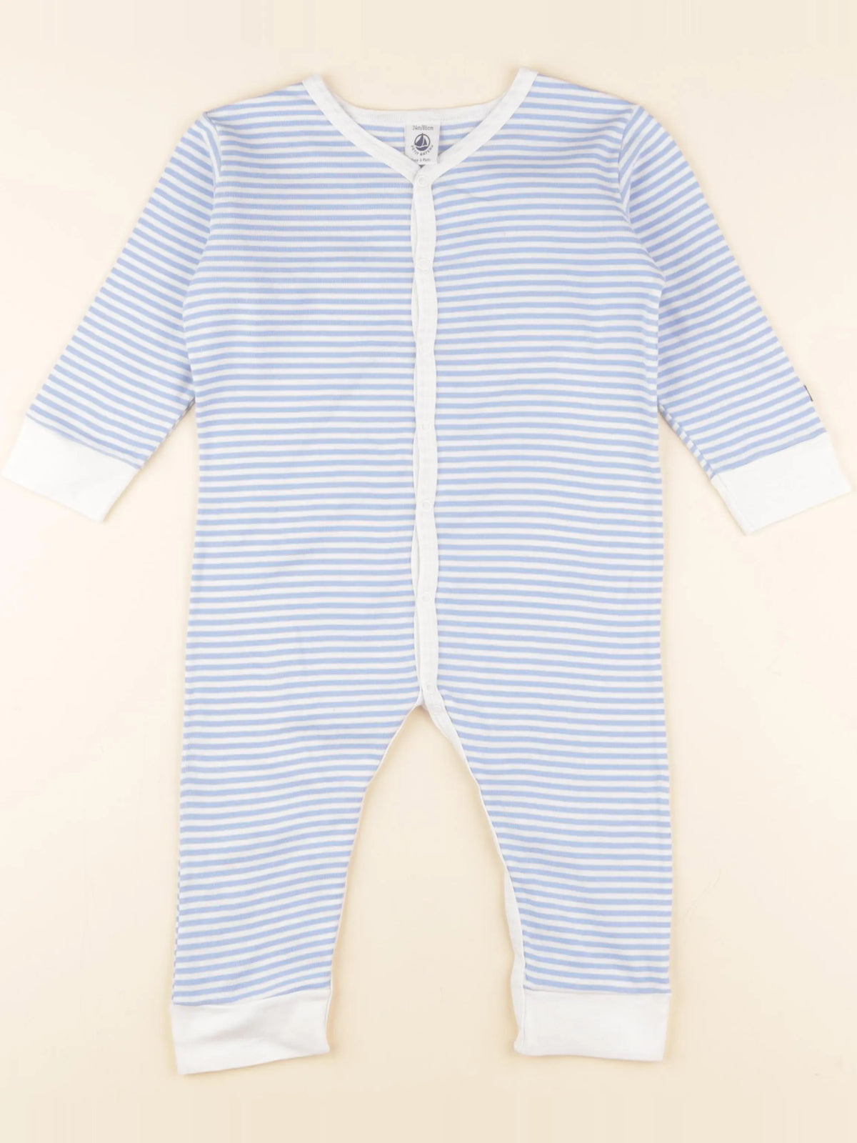 Petit Bateau - pyjama coton blanc, bleu - 24 mois