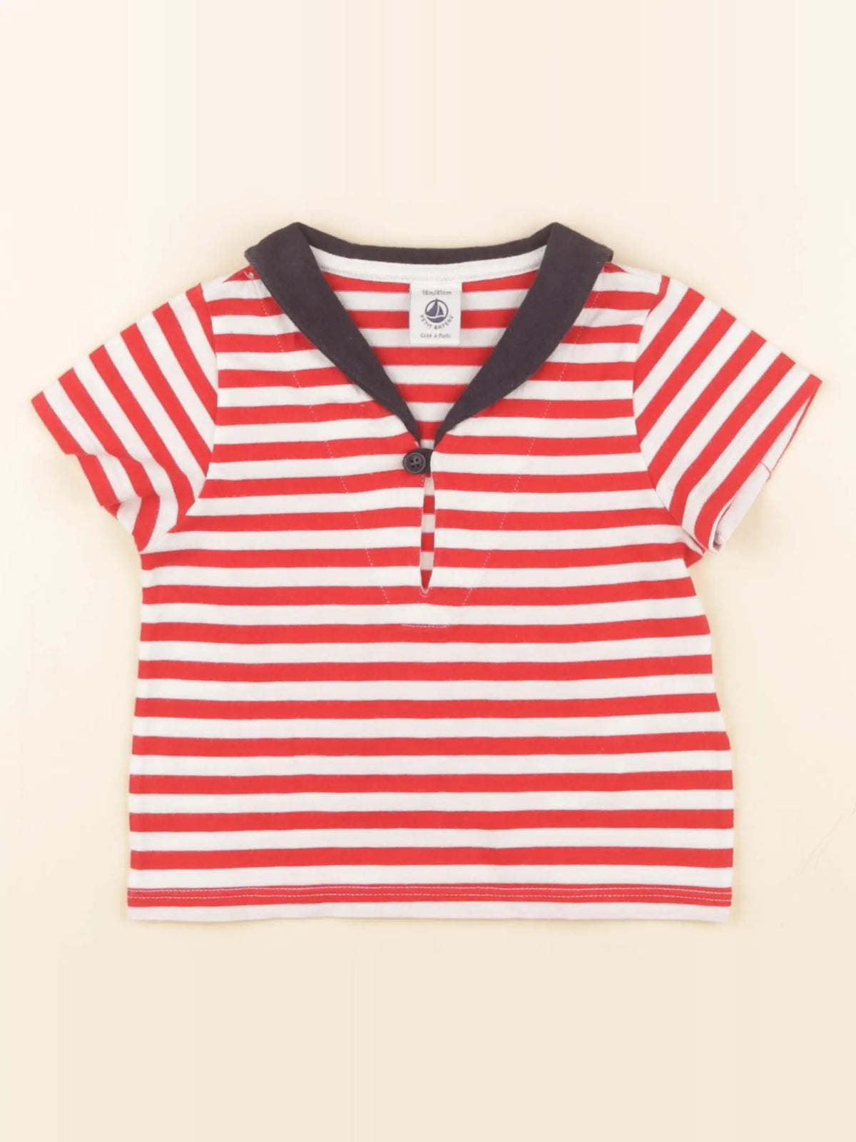 Petit Bateau - tee-shirt blanc, rouge - 18 mois