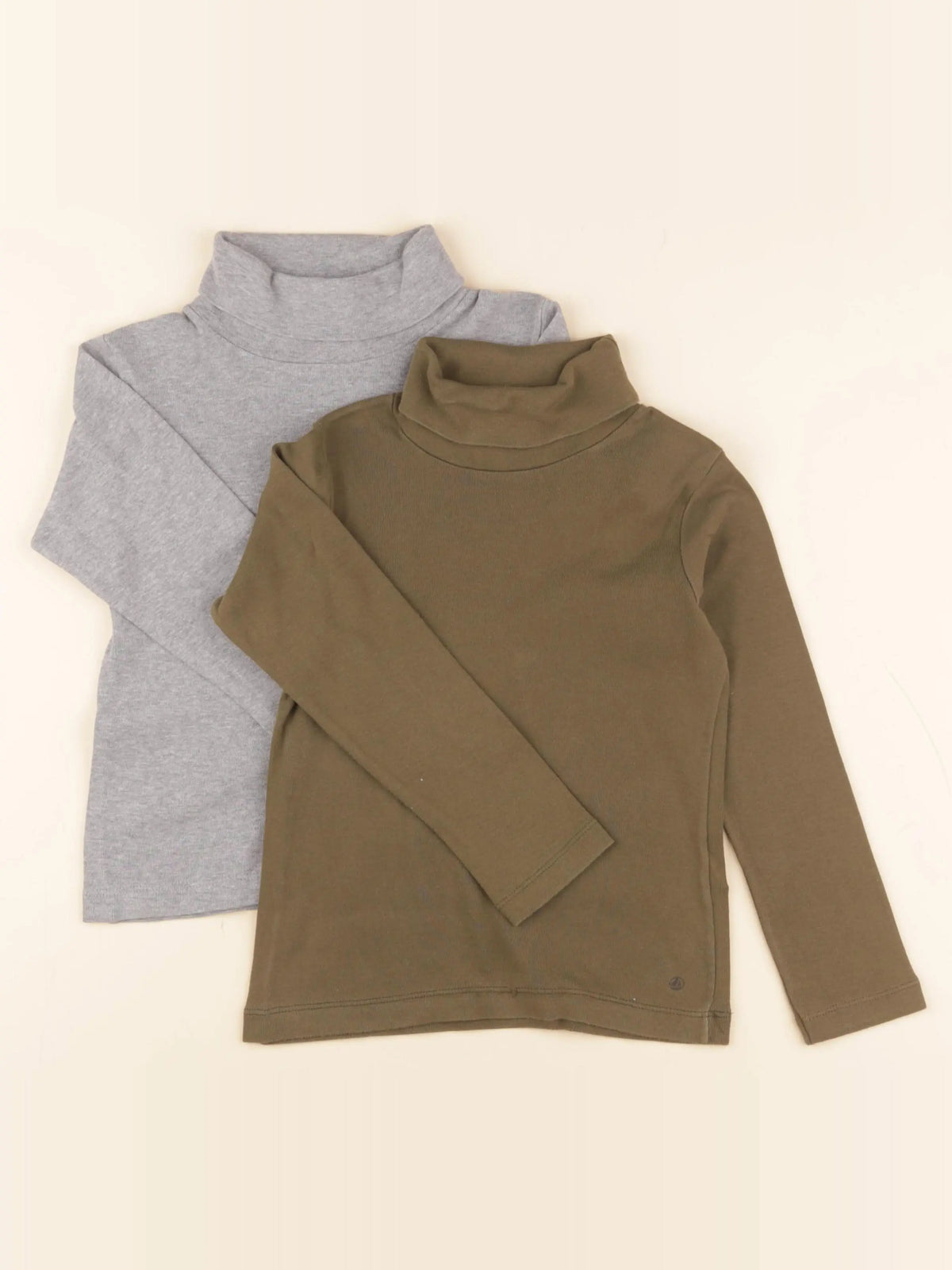 Petit Bateau - lot de 2 sous-pulls gris, vert - 5 ans
