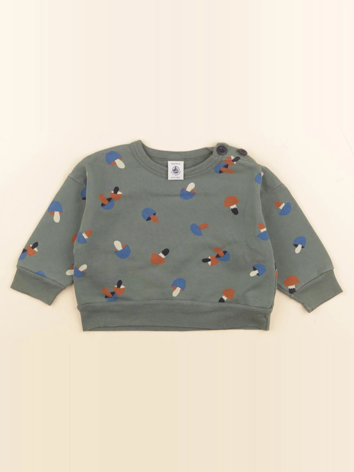Petit Bateau - sweat vert - 12 mois
