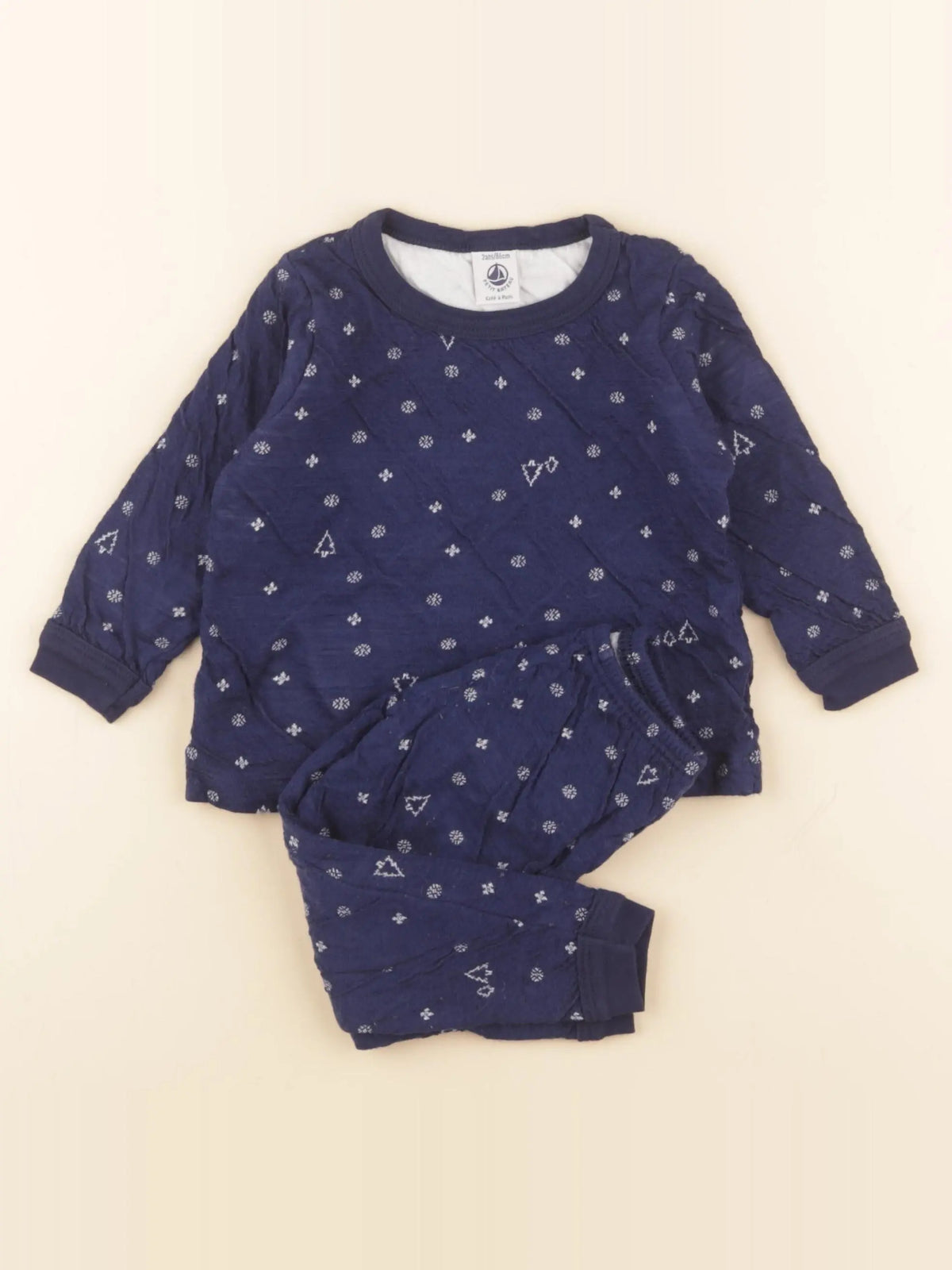 Petit Bateau - pyjama coton bleu - 2 ans