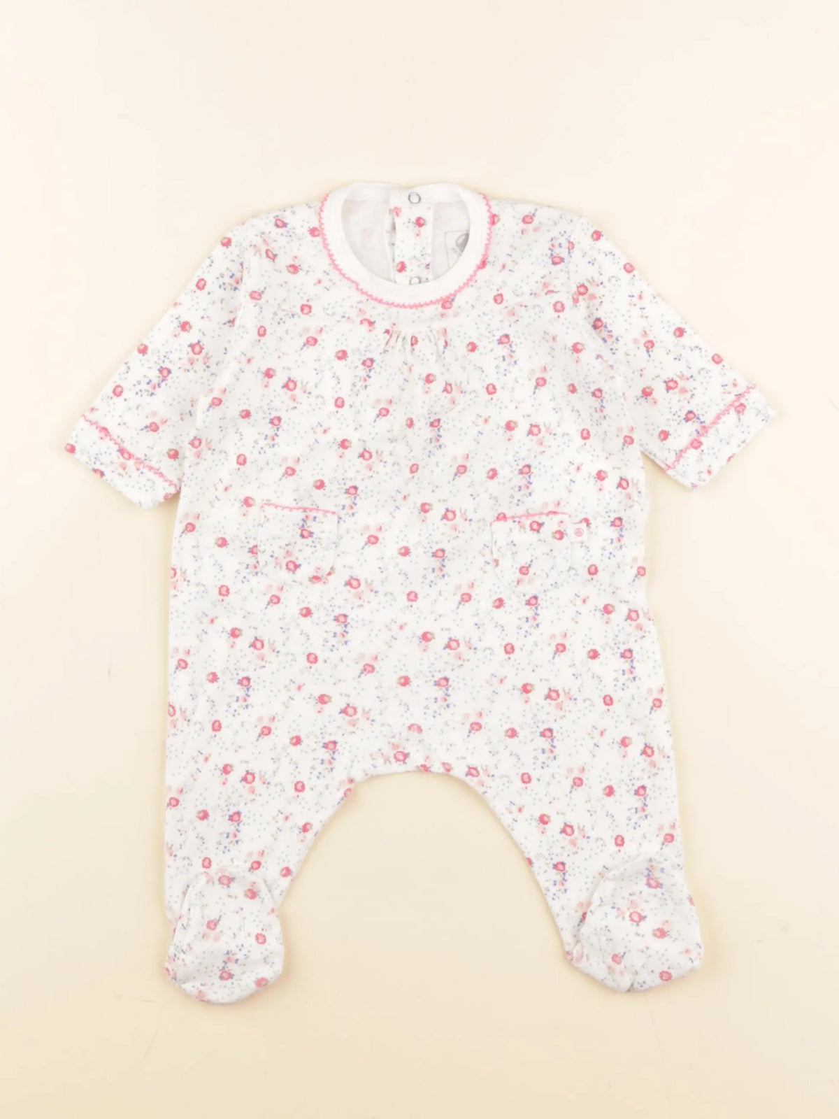 Petit Bateau - pyjama coton blanc - 3 mois
