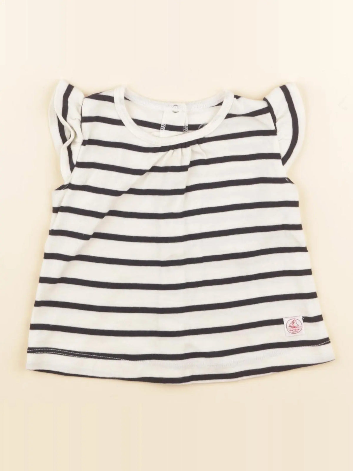 Petit Bateau - tee-shirt blanc, bleu - 12 mois