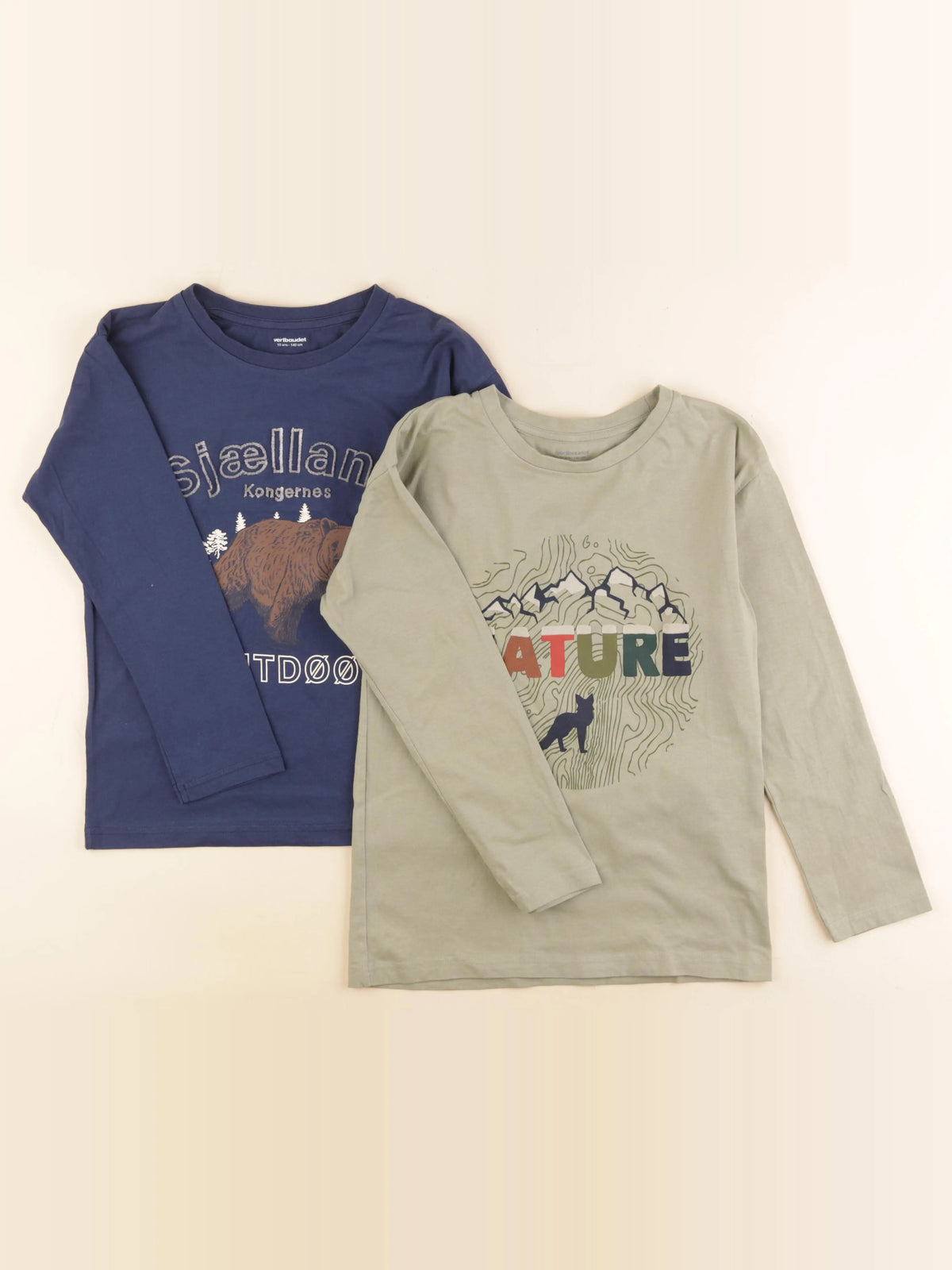 Vertbaudet - lot de 2 tee-shirts bleu, vert - 10 ans
