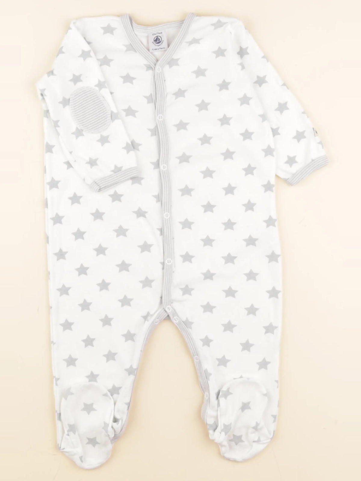 Petit Bateau - pyjama coton blanc - 12 mois