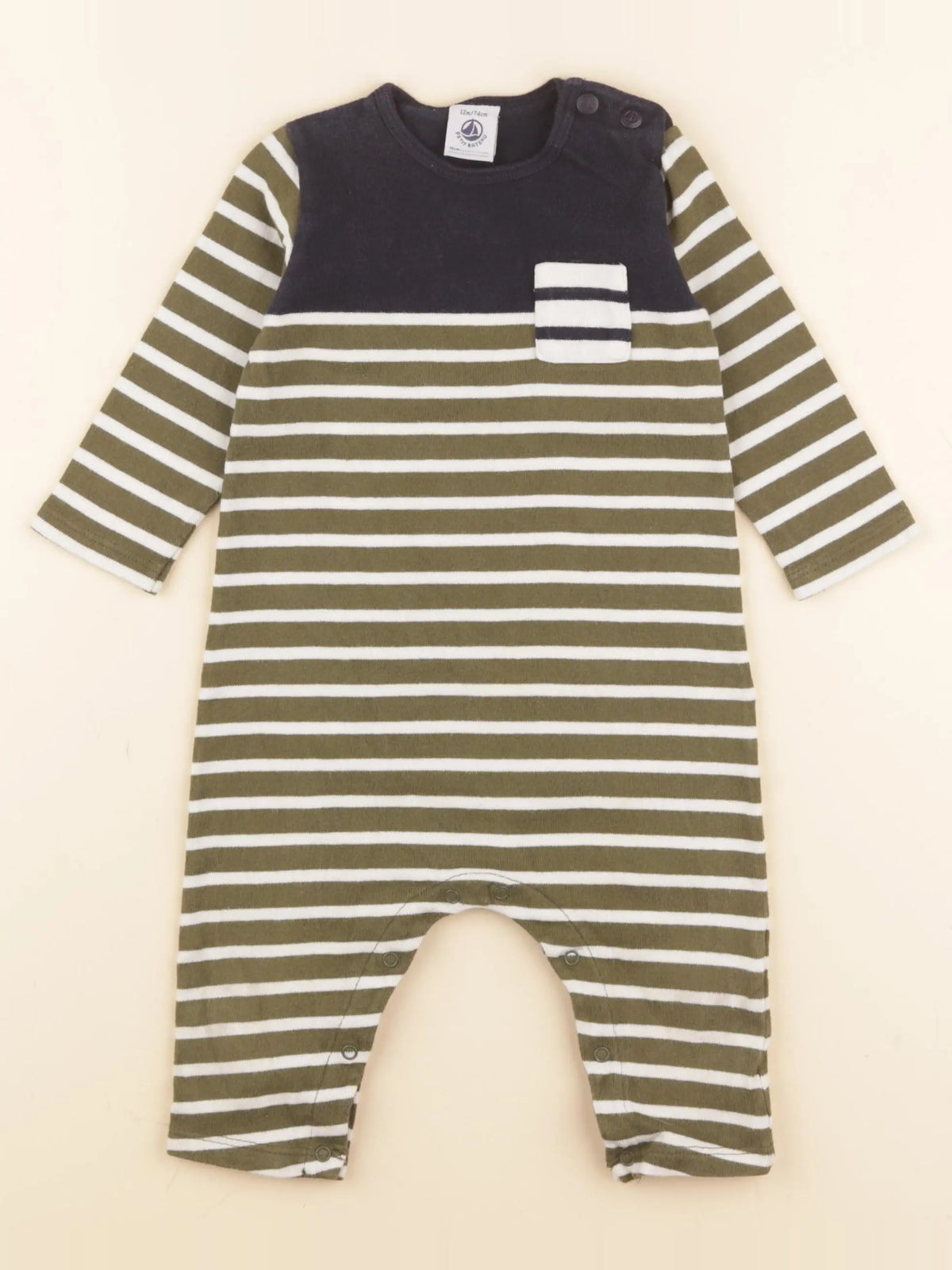 Petit Bateau - combinaison vert - 12 mois