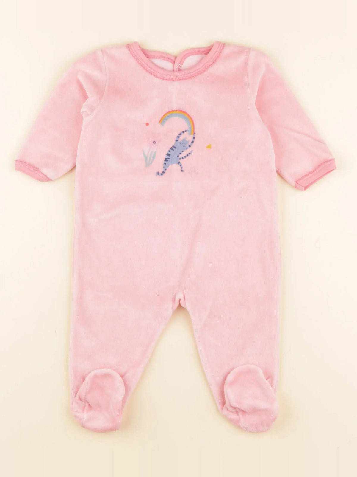 Petit Bateau - pyjama velours rose - 6 mois