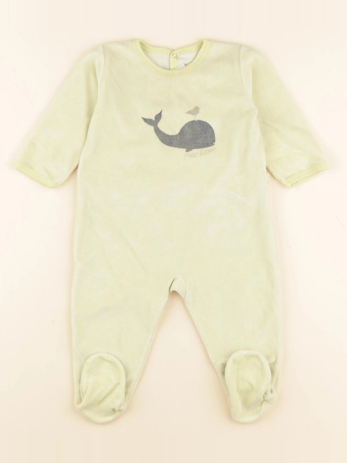 Petit Bateau - pyjama velours vert - 12 mois