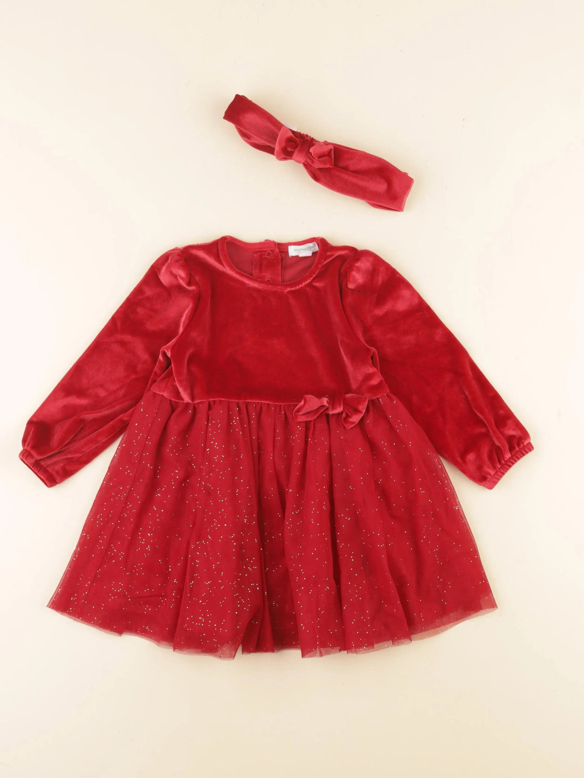 Vertbaudet - robe rouge, or - 2 ans