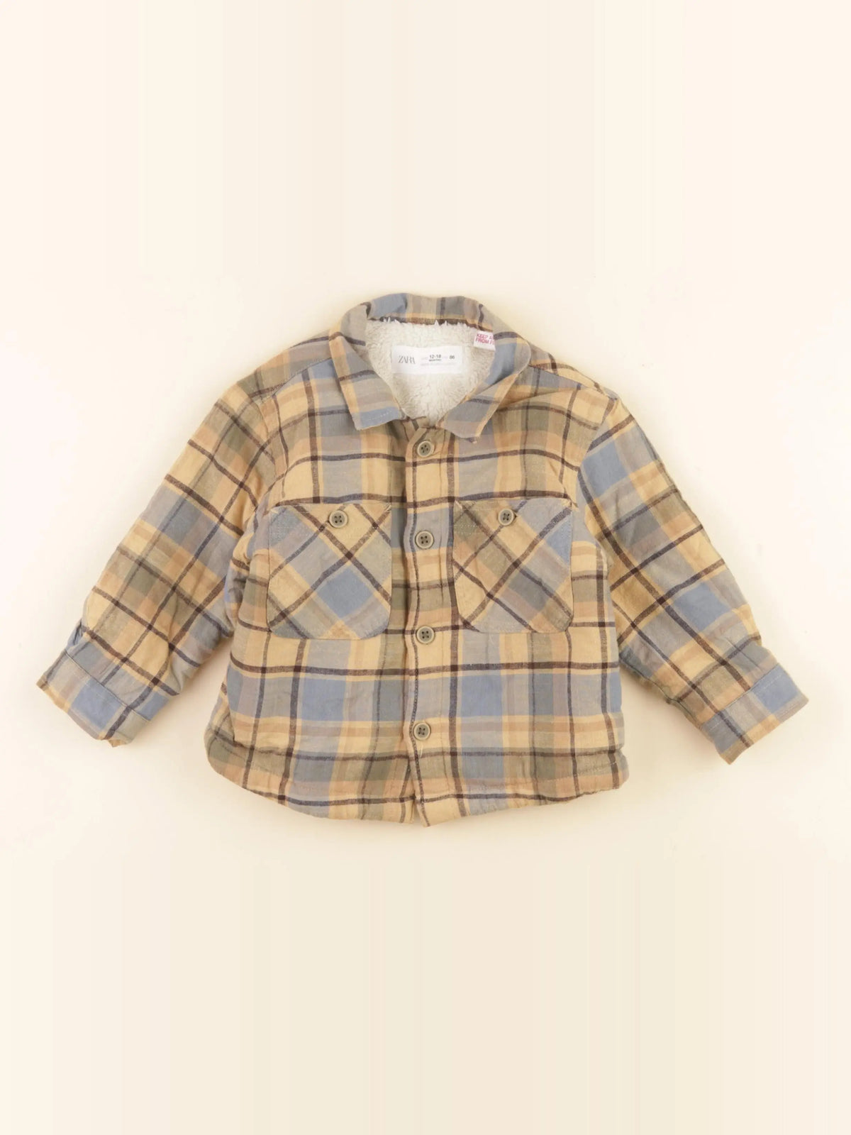 Zara - sur-chemise marron, bleu - 12/18 mois