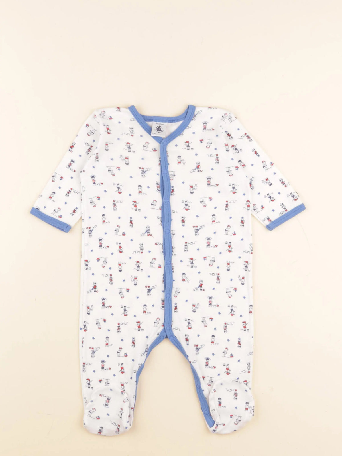 Petit Bateau - pyjama coton blanc - 6 mois