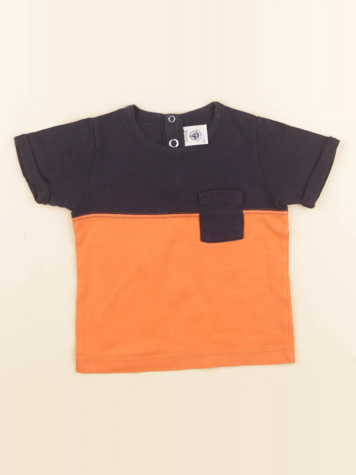 Petit Bateau - tee-shirt bleu, orange - 12 mois