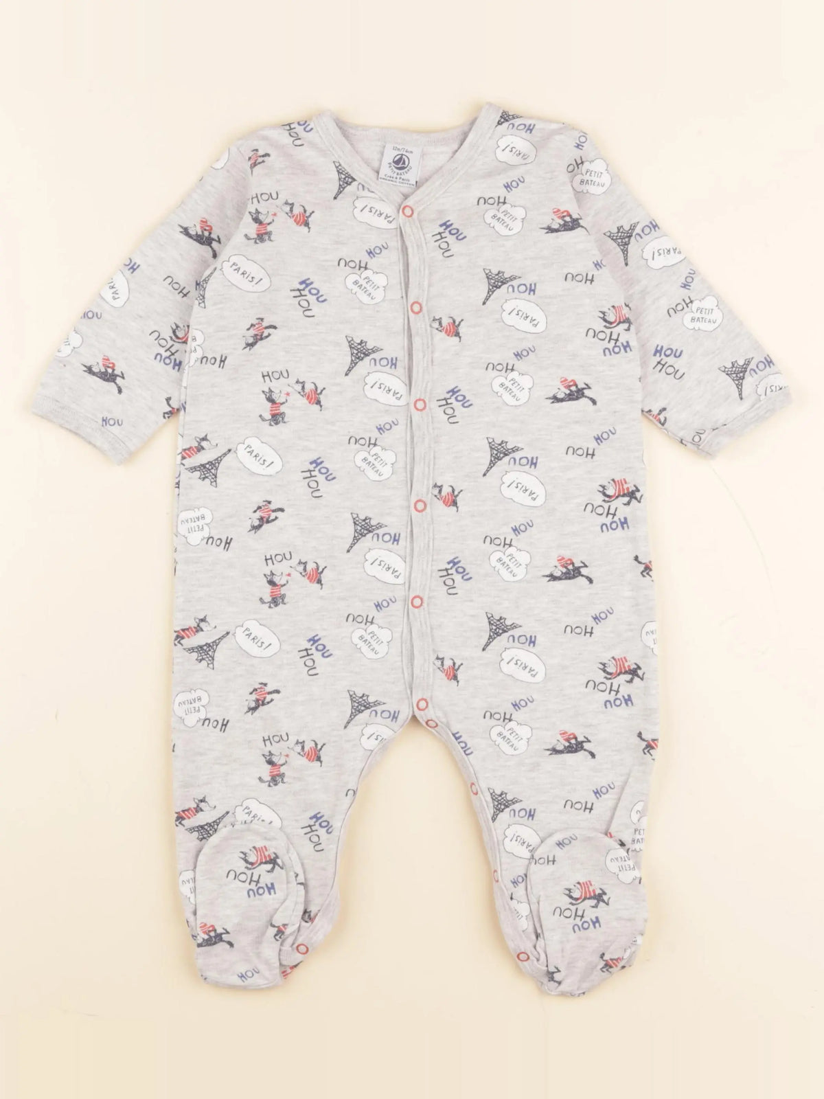 Petit Bateau - pyjama coton gris - 12 mois
