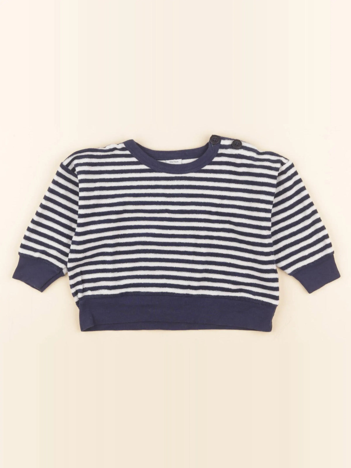 Petit Bateau - sweat blanc, bleu - 12 mois
