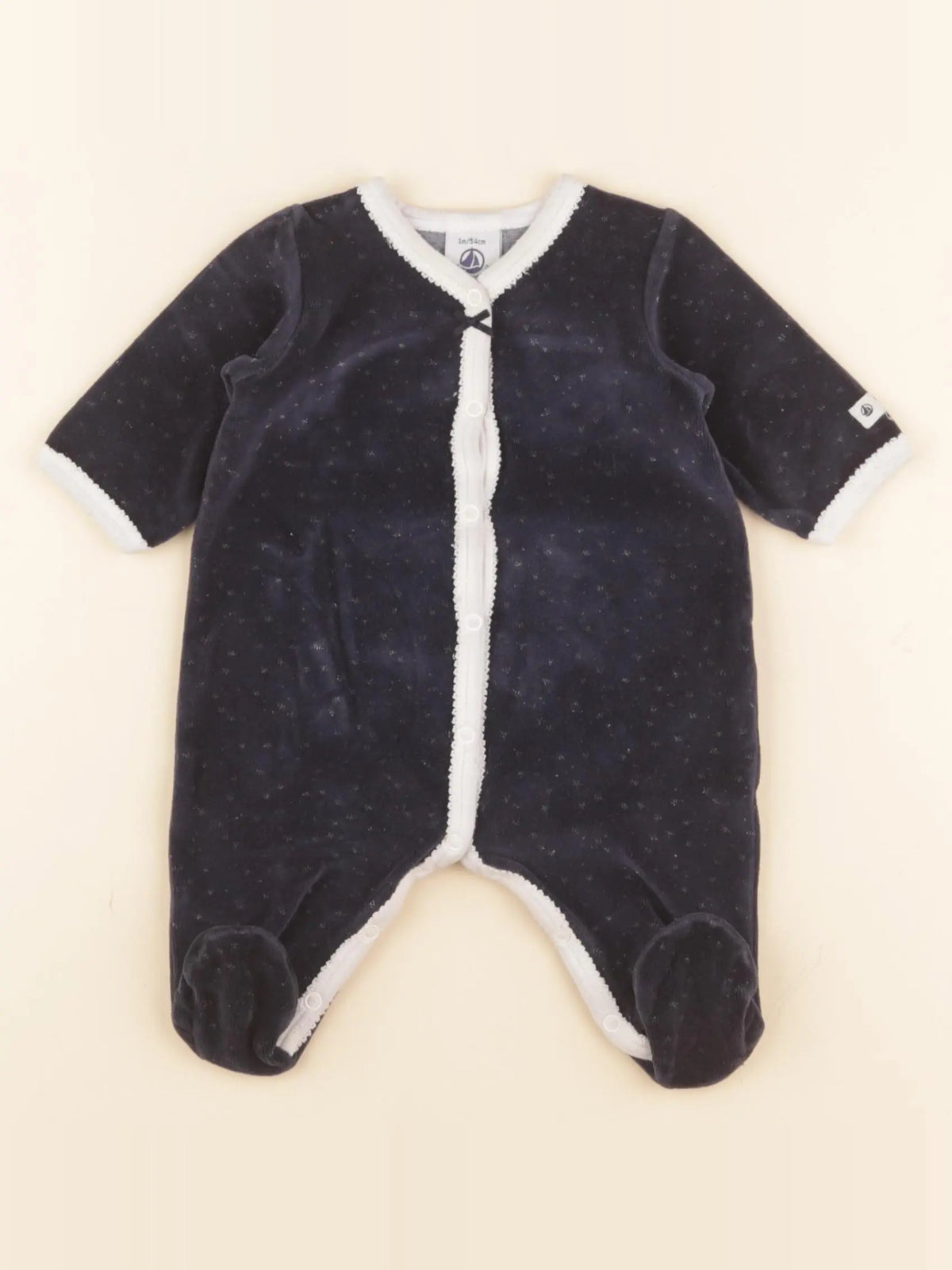 Petit Bateau - pyjama velours bleu - 1 mois