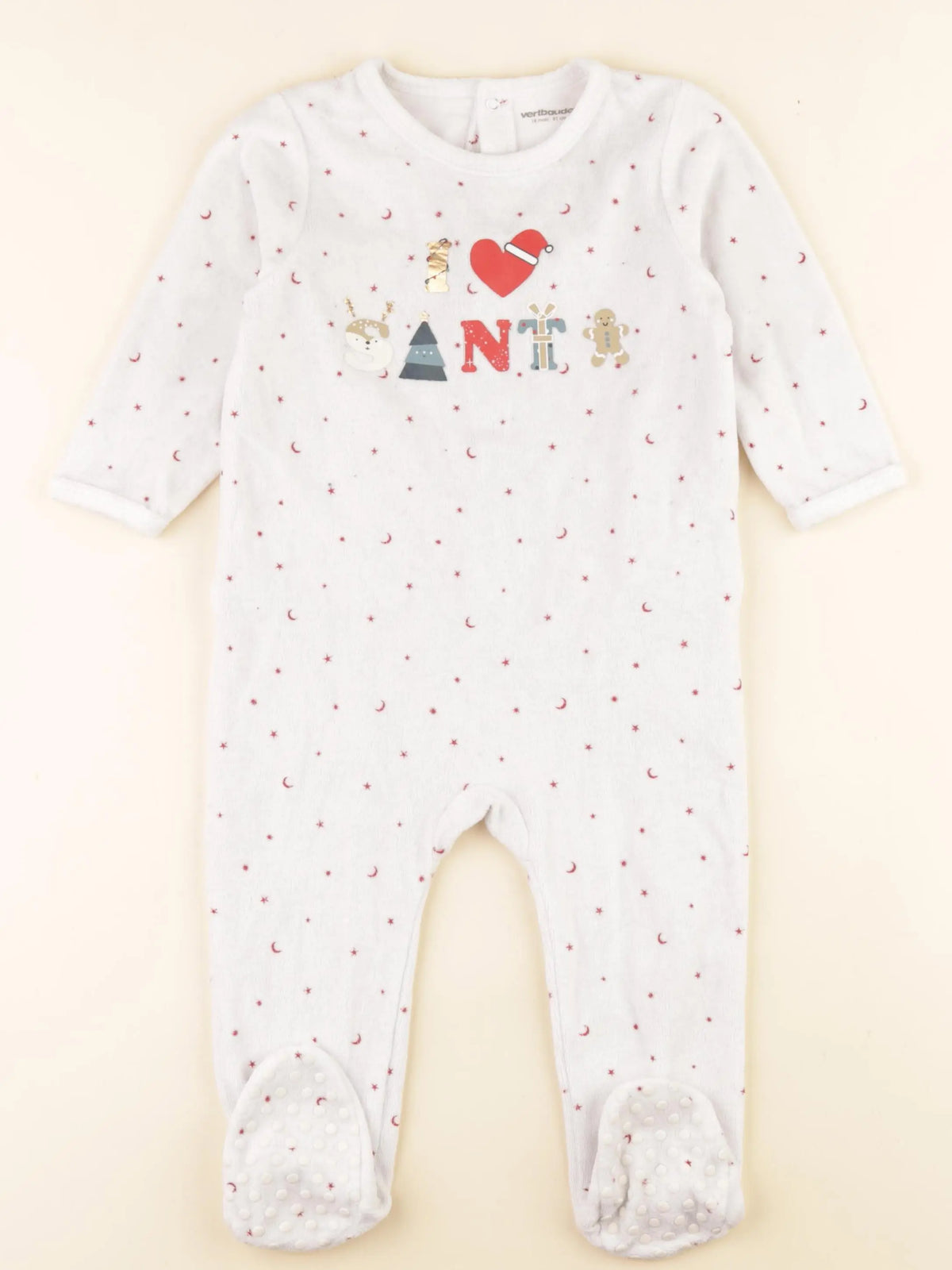 Vertbaudet - pyjama velours blanc - 18 mois