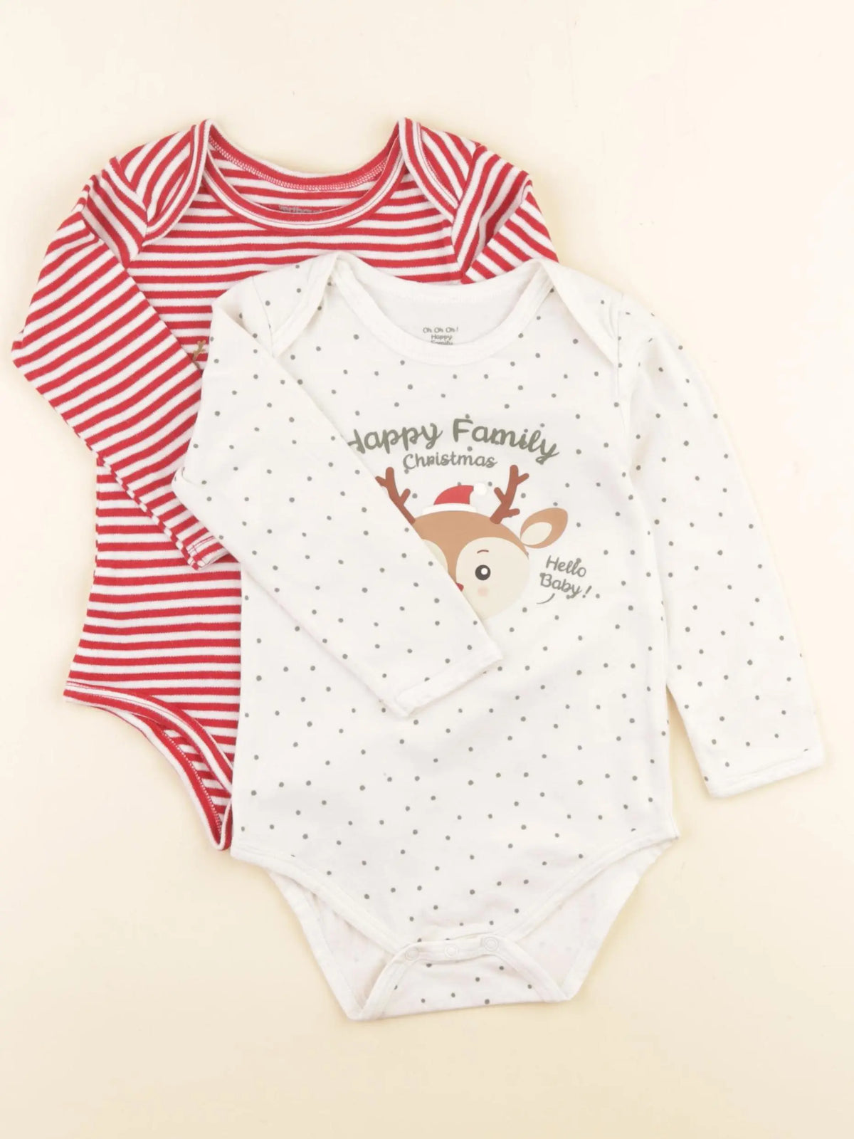 Vertbaudet - lot de 2 bodies en coton beige, rouge - 18 mois