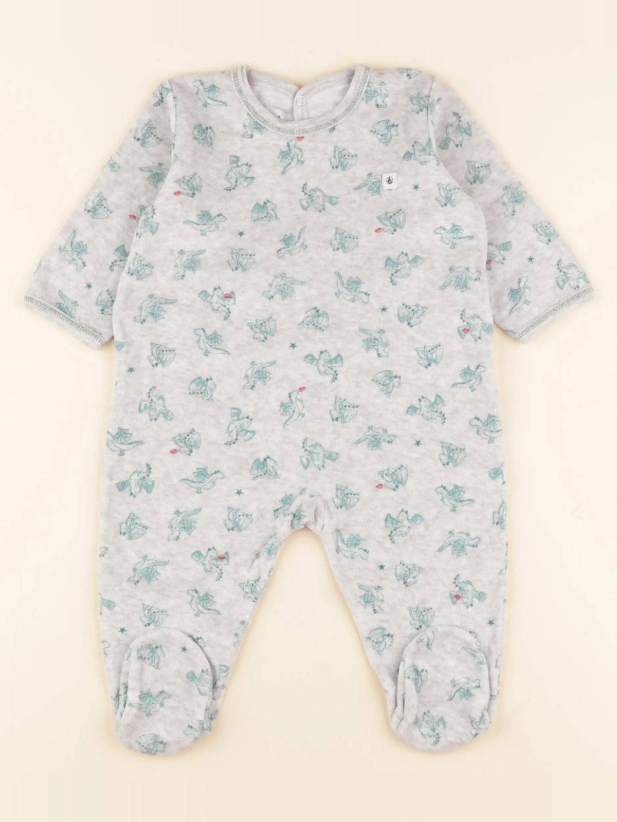 Petit Bateau - pyjama velours gris - 6 mois