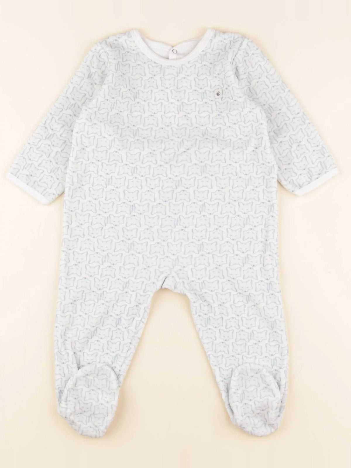 Petit Bateau - pyjama velours gris - 12 mois