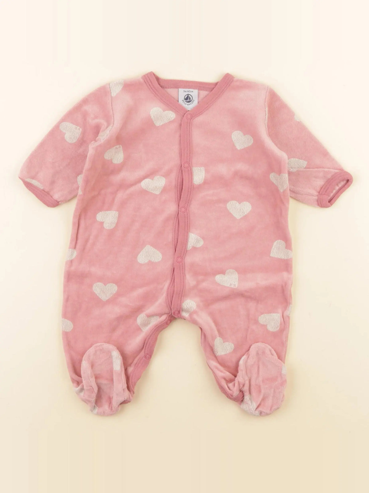 Petit Bateau - pyjama velours rose - 3 mois