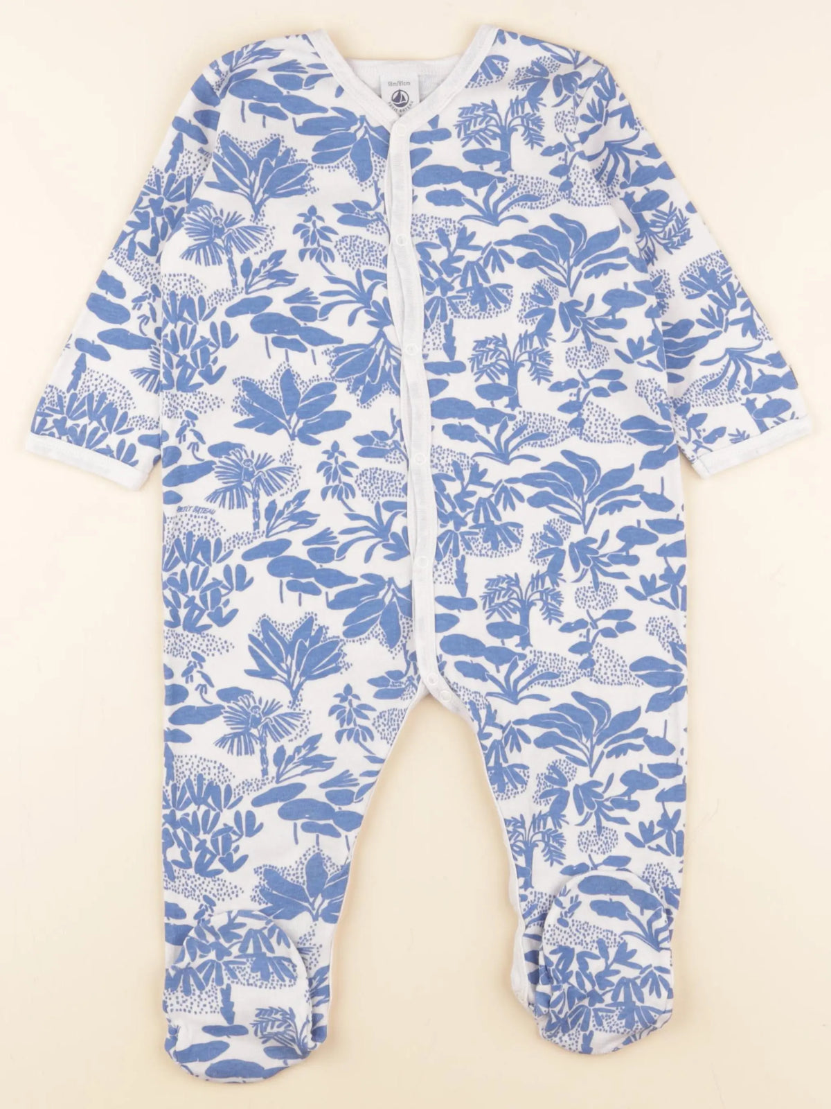 Petit Bateau - pyjama coton bleu, blanc - 18 mois