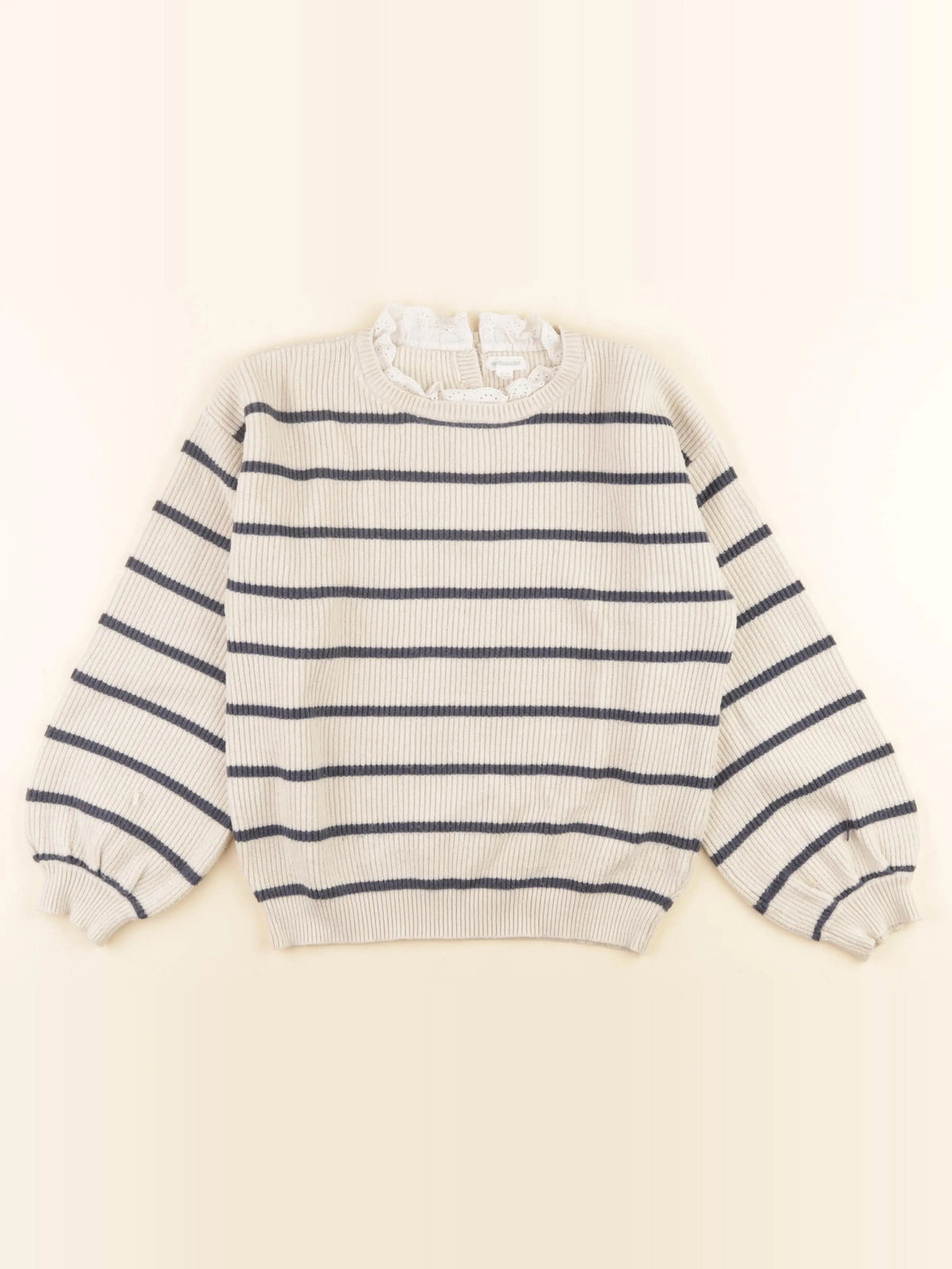 Vertbaudet - pull beige, bleu - 10 ans