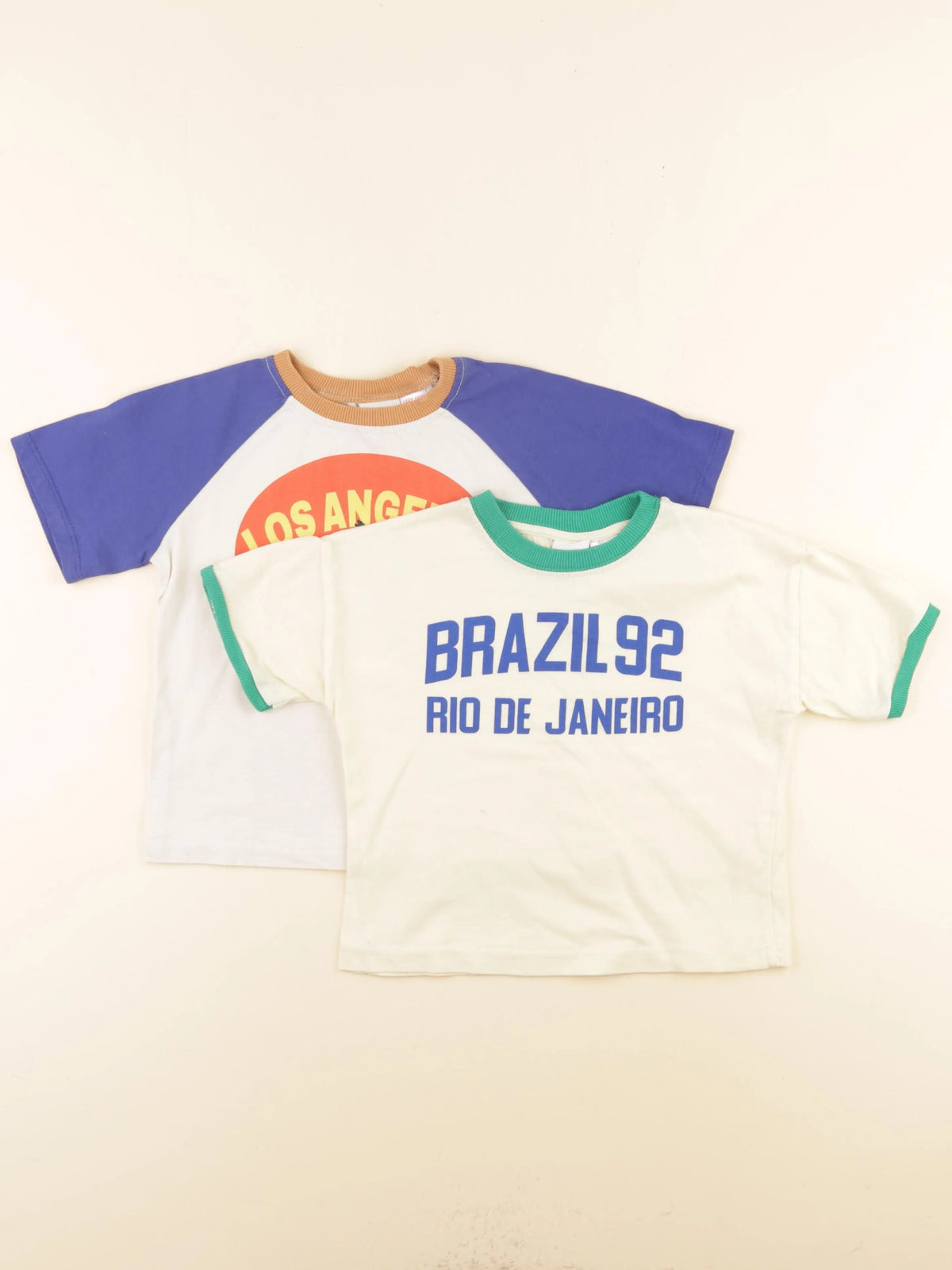 Zara - lot de 2 tee-shirts beige, bleu - 2 ans