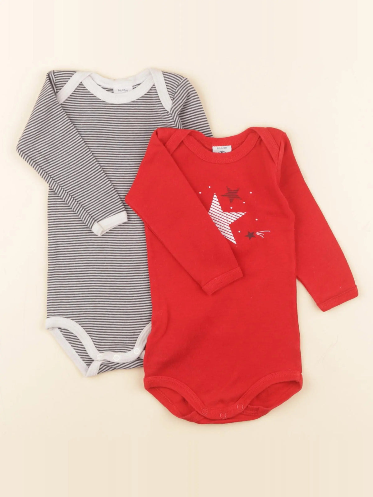 Petit Bateau - lot de 2 bodies en coton multicolore - 6 mois
