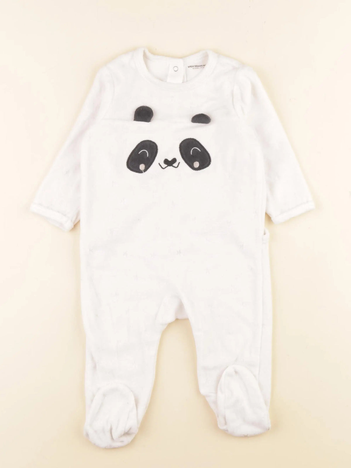Vertbaudet - pyjama velours blanc - 9 mois