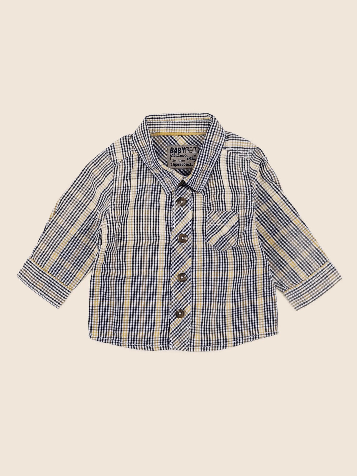 Tape à l'oeil - chemise jaune, bleu - 3 mois