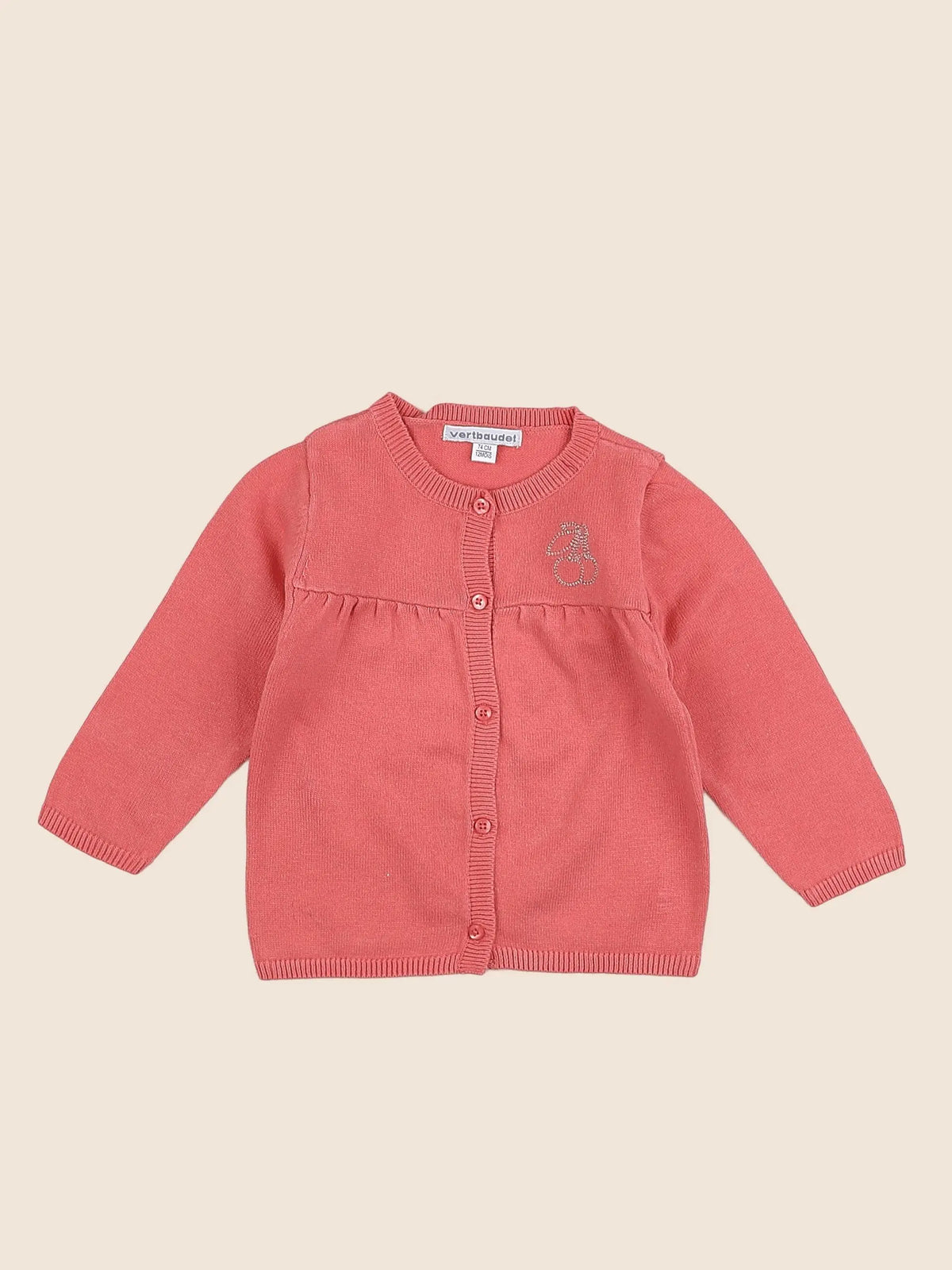 Vertbaudet - gilet rose - 12 mois