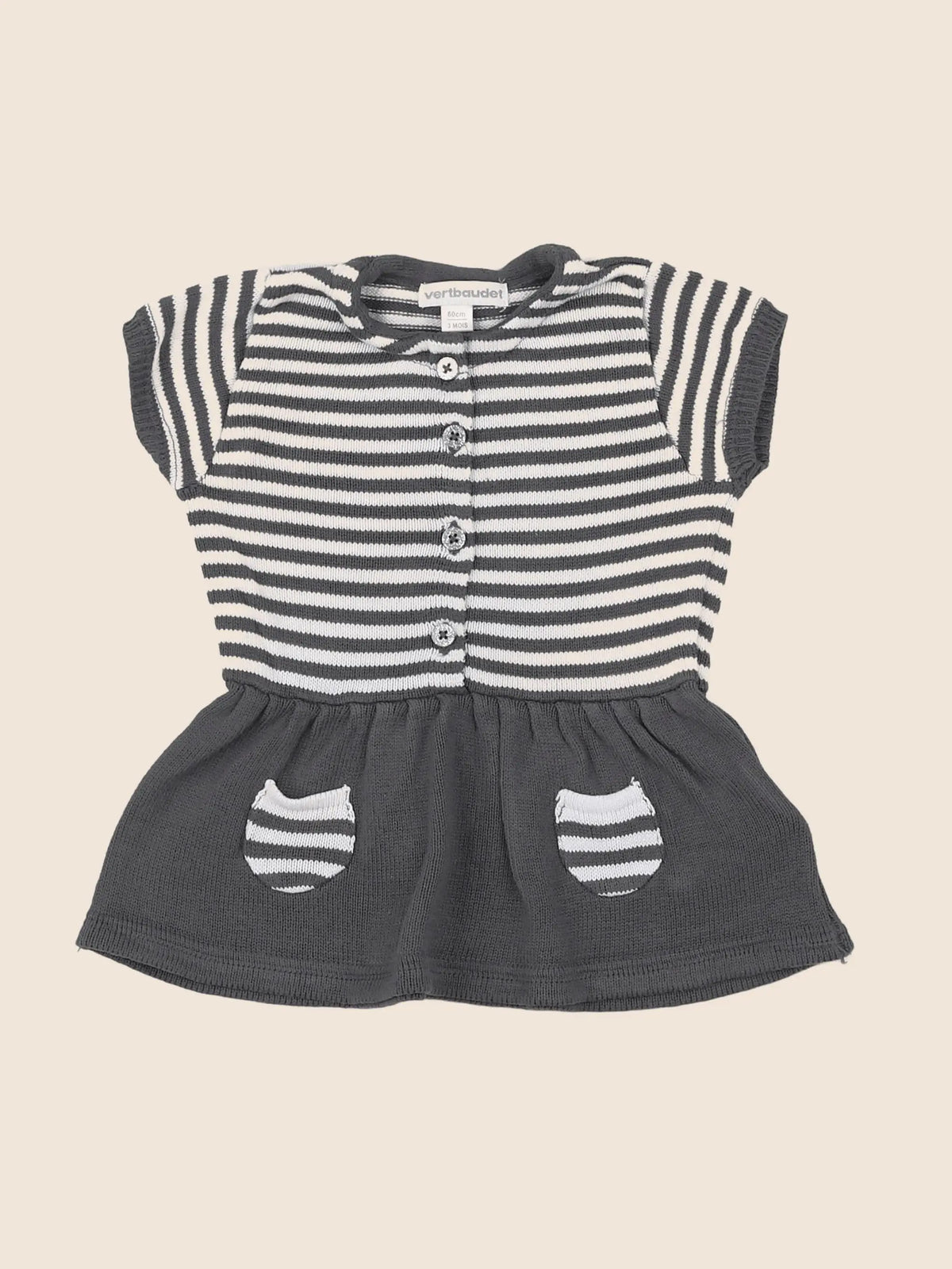 Vertbaudet - robe gris - 3 mois