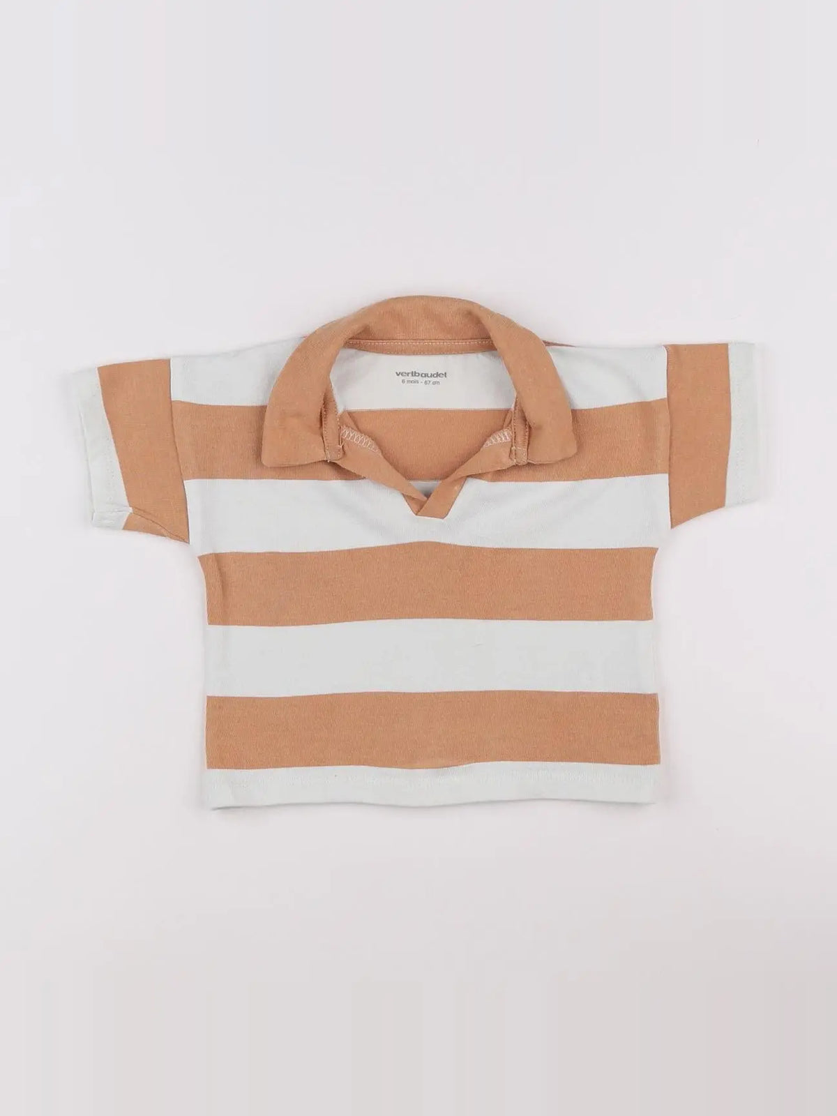 Vertbaudet - polo blanc, orange - 6 mois