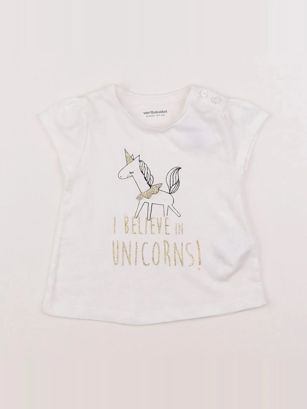 Vertbaudet - tee-shirt blanc - 6 mois