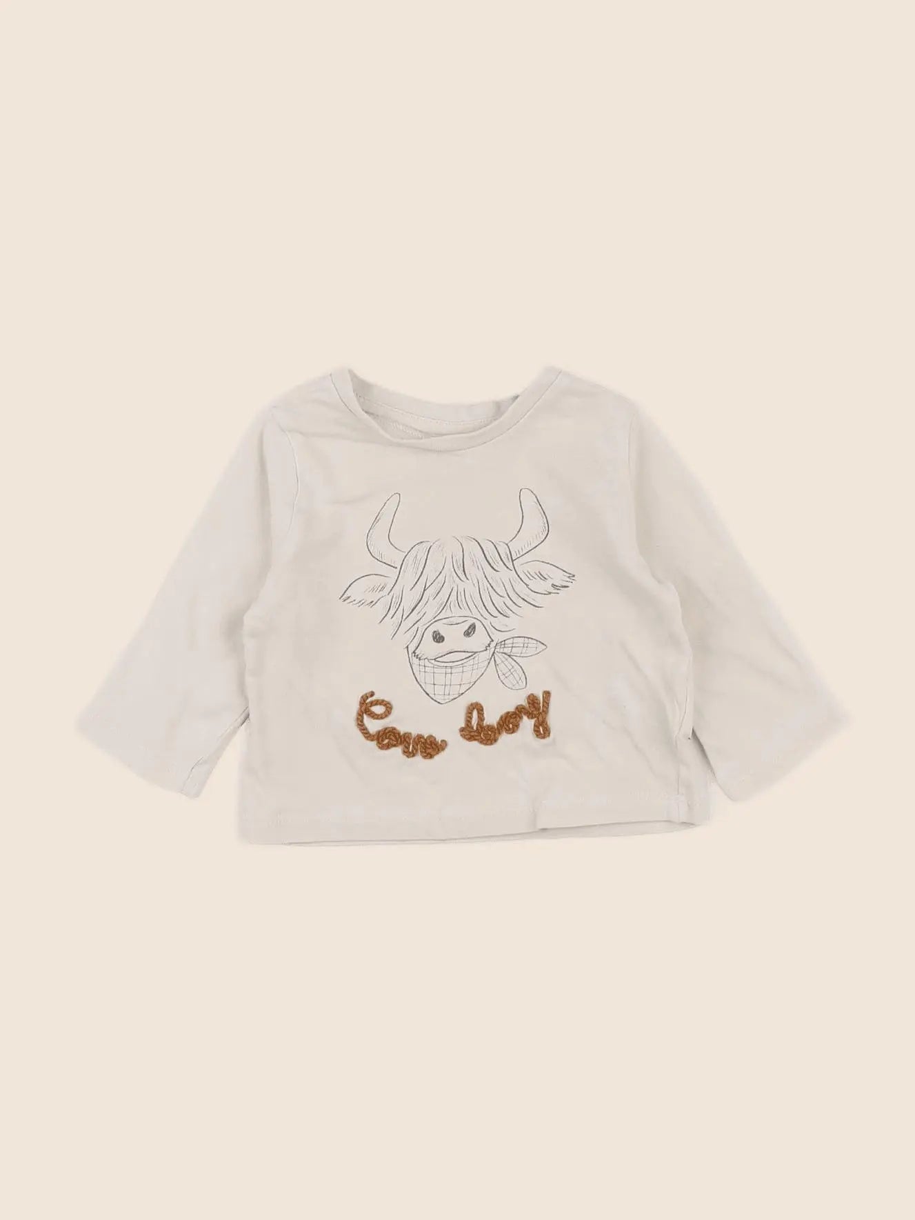 Vertbaudet - tee-shirt beige - 6 mois