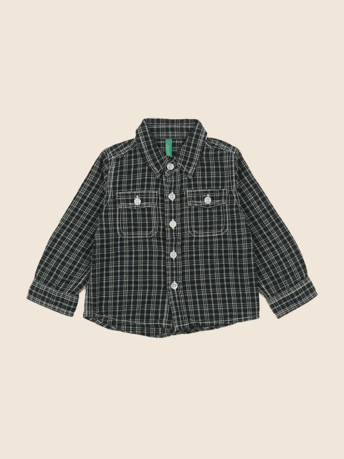Benetton - chemise vert - 9/12 mois