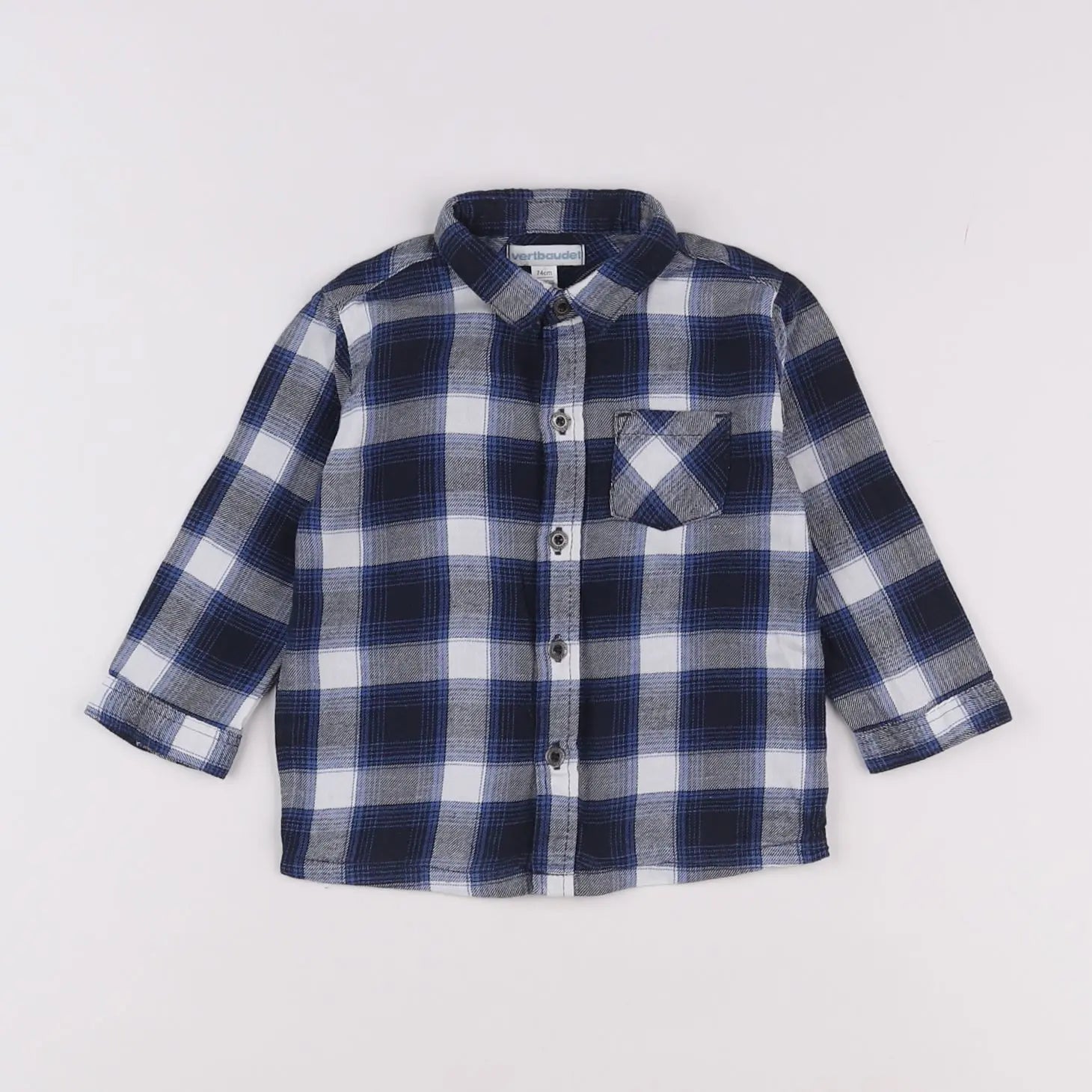 Vertbaudet - chemise bleu - 12 mois
