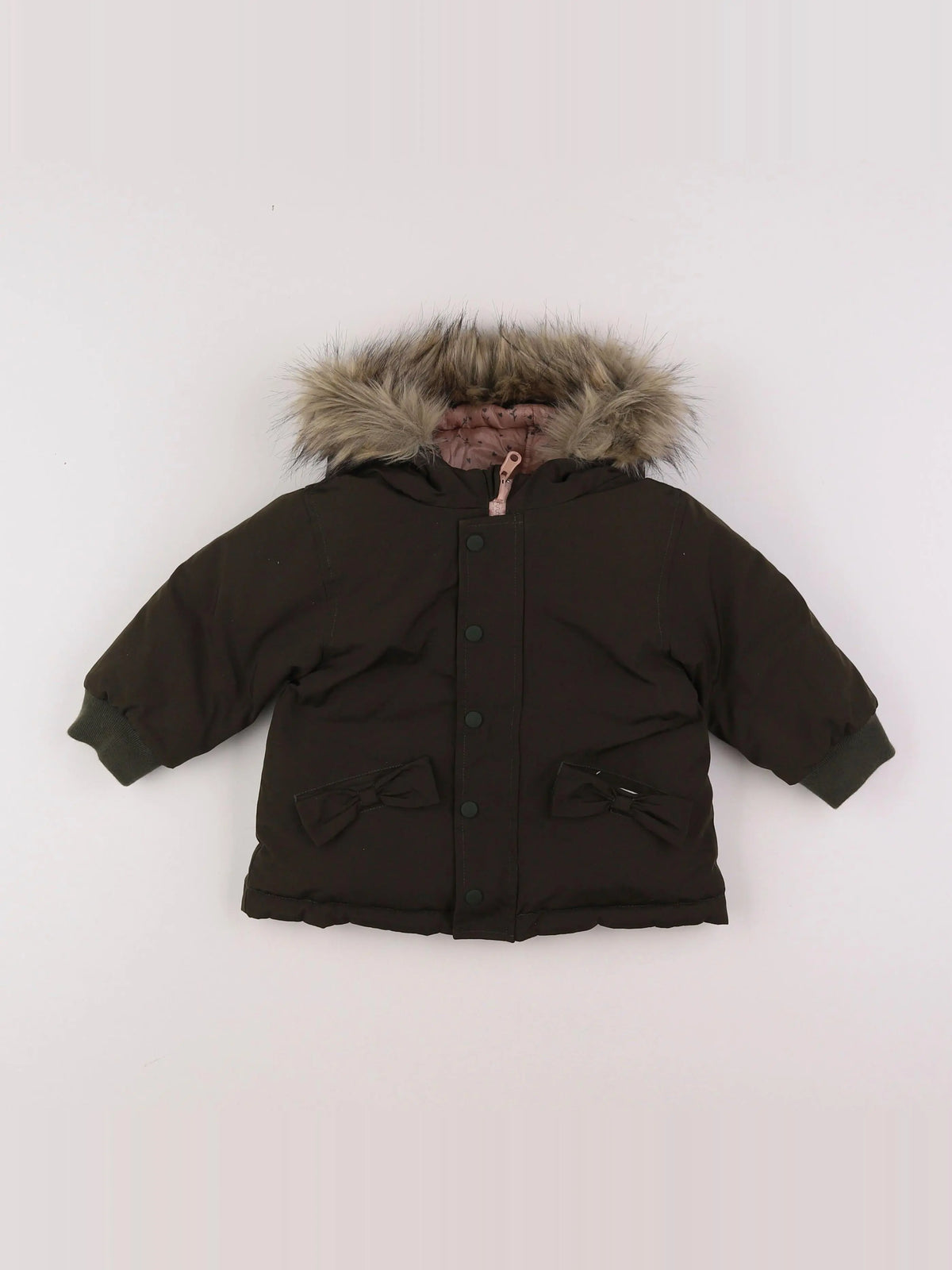 Vertbaudet - parka réversible vert, rose - 12 mois