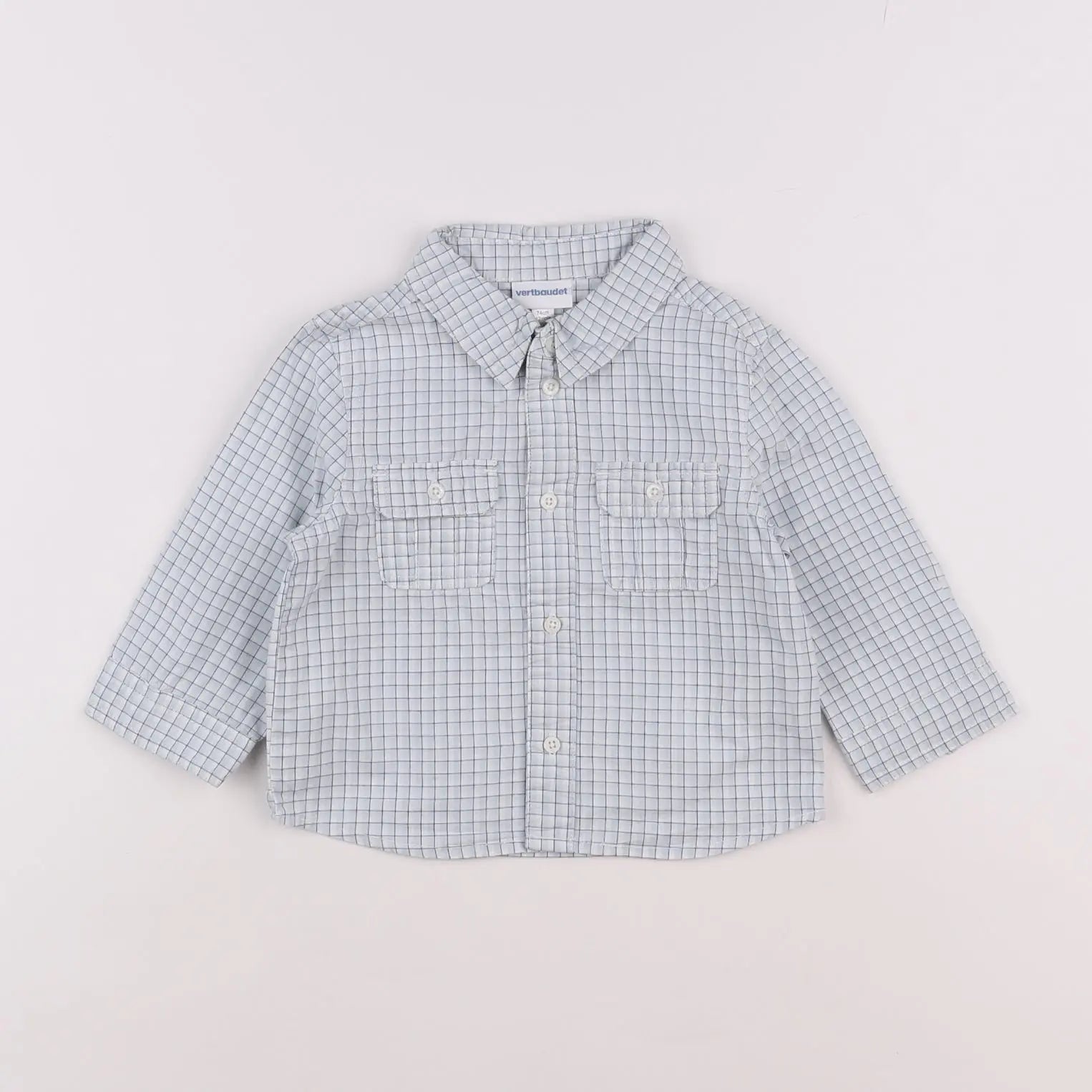 Vertbaudet - chemise bleu - 12 mois