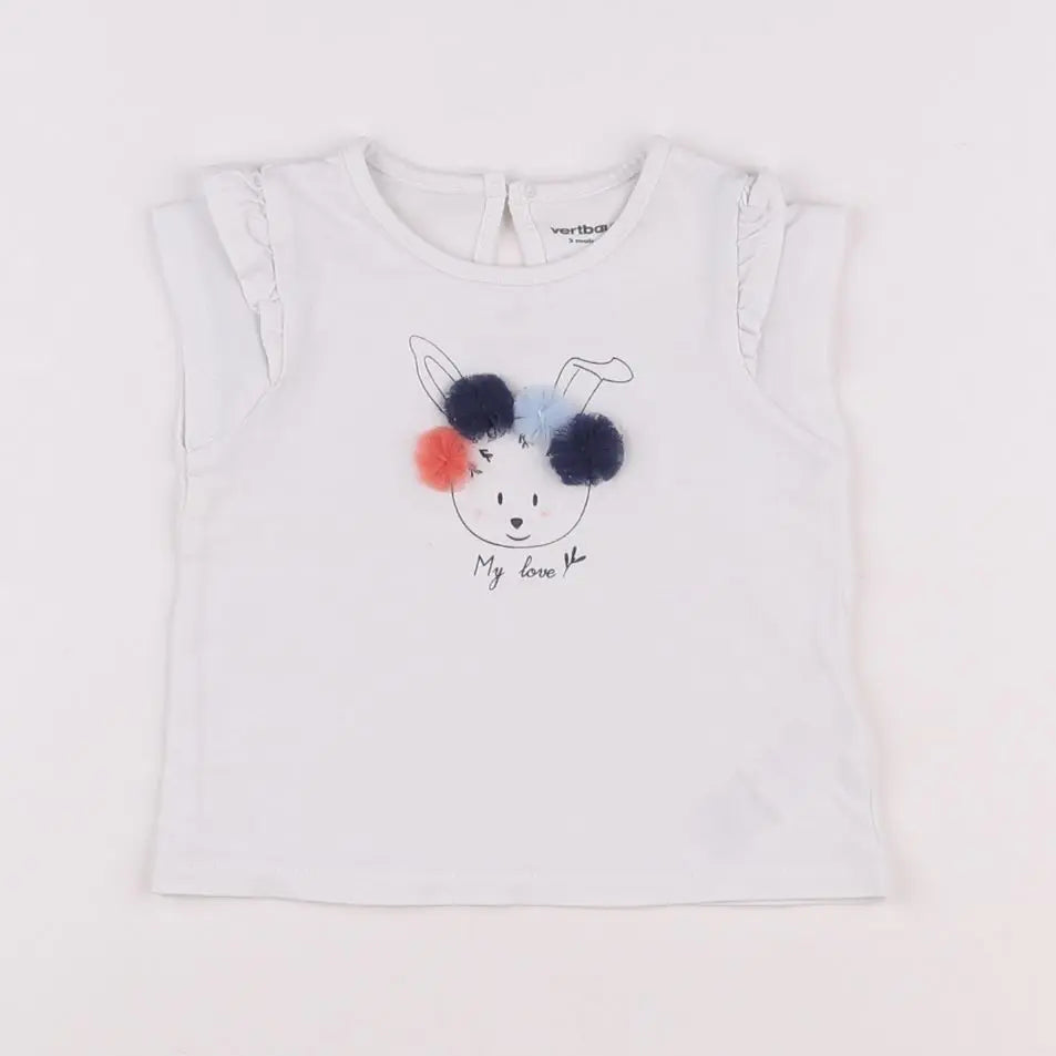 Vertbaudet - tee-shirt blanc - 3 mois