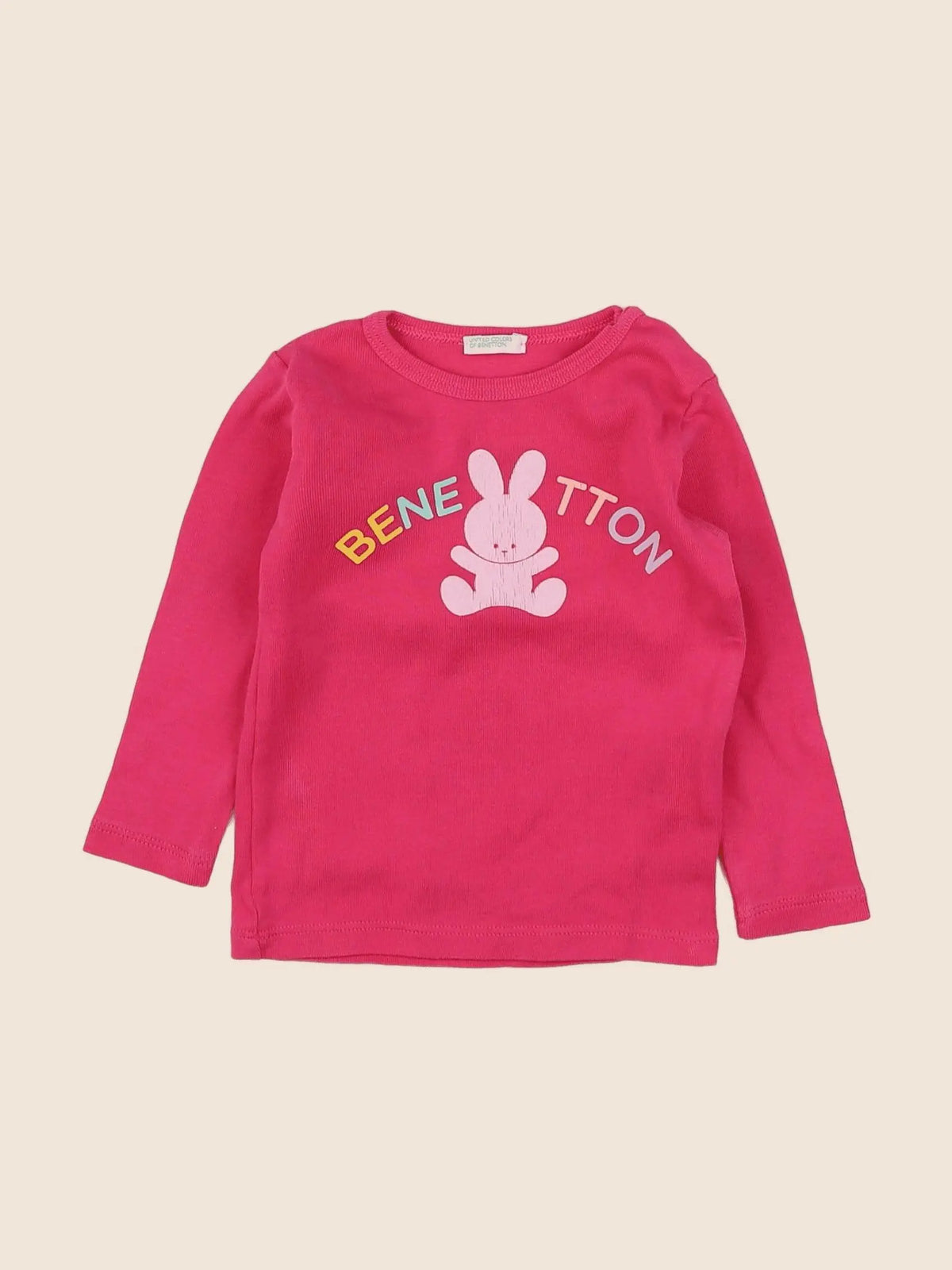 Benetton - tee-shirt rose - 6/9 mois