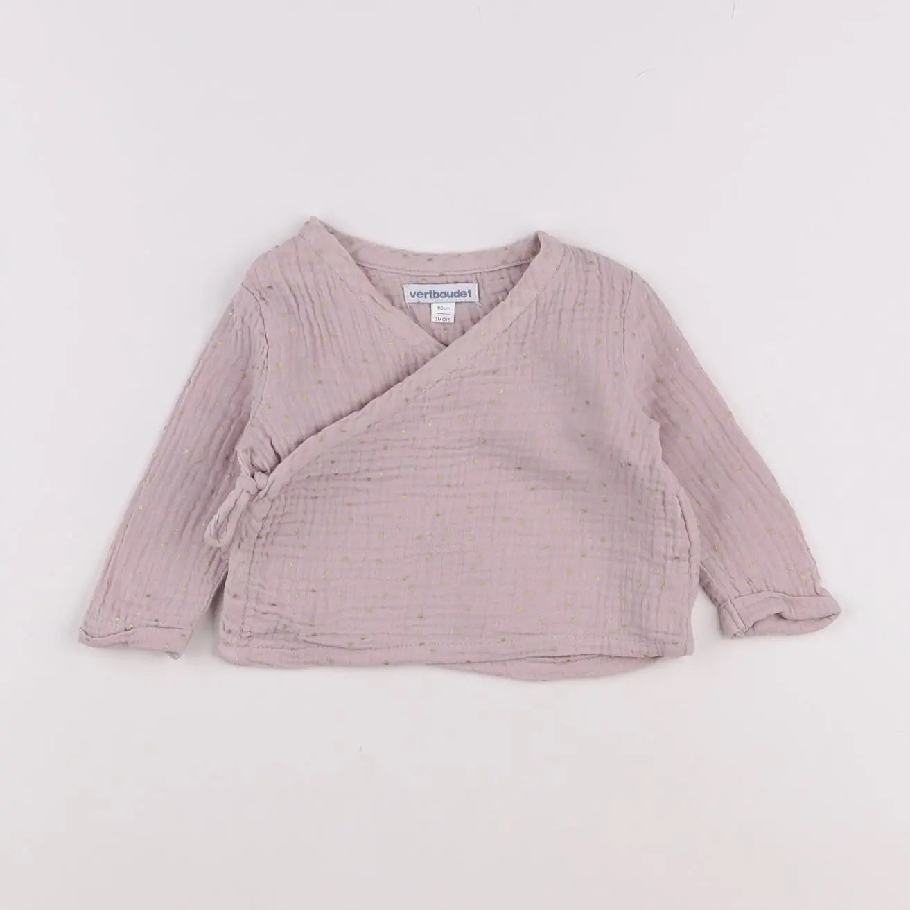 Vertbaudet - blouse rose, or - 3 mois